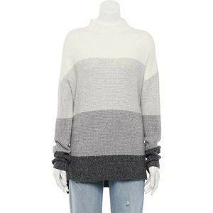 Juniors' SO® Mock Neck Tunic Sweater/EGRET COMBO